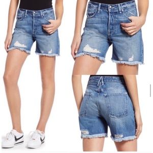 Good American Distressed High Rise Shorts